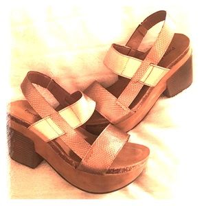 copper blush color chunky heel slip on